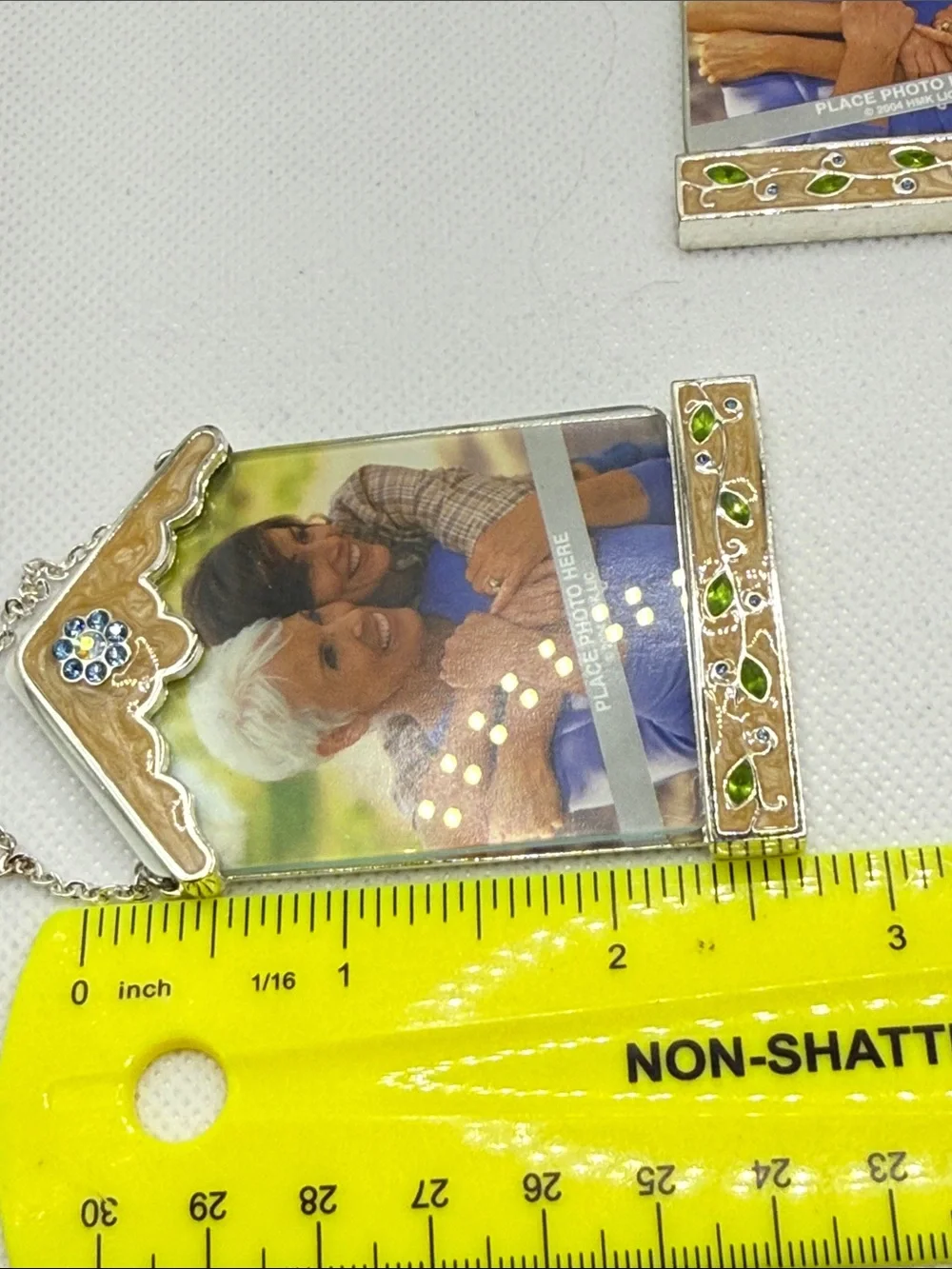 3 Hallmark Hanging Photo picture Frames mini enamel rhinestones bling family VTG